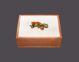 Jasco wooden men&#39;s jewelry, cigar box. Hinged lid 1906 Cadillac car. - £101.80 GBP