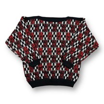 Vintage 80s 90s Pinnacle Wool Blend Womens Sweater M USA Boat Neck Geo C... - £19.73 GBP