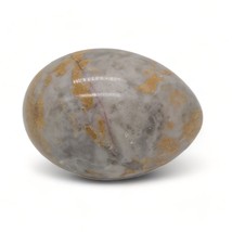 Stone Egg Easter Holiday Kitchen Decor Gray With Gold Flakes Tones Marbl... - $11.88