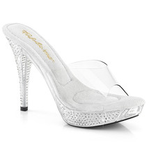 Fabulicious ELEGANT-401 Women&#39;s White 4&quot; Heel Platform Slide W/ Rs Shoes - £47.37 GBP