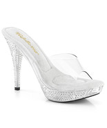FABULICIOUS ELEGANT-401 Women&#39;s White 4&quot; Heel Platform Slide W/ RS Shoes - £47.15 GBP