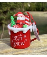 Holiday Time Let It Snow Hot Cocoa Tin Cup Christmas Ornament Peppermint... - £11.79 GBP