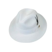 Men's Milani Straw Braided Fedora Hat Soft Crushable FDS-002 Solid White image 2