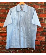 Patrini Men&#39;s Cuban Style Guayabera Short Sleeve Shirt L Light Blue - $35.20 CAD