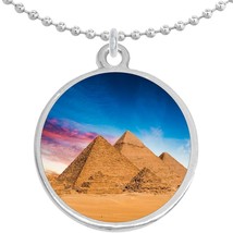 Egyptian Pyramids Round Pendant Necklace Beautiful Fashion Jewelry - £8.65 GBP