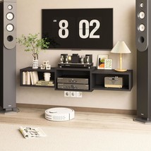 Ibuyke Floating Tv Stand Wall Mounted With Power Outlet,Modern Wood Wall,  - $1,452.42 MXN