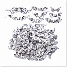 100g Antique Silver Angel Wing Spacer Beads - Tibetan Alloy Fairy Wing C... - $24.74