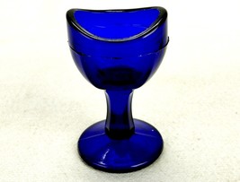 Cobalt Blue Glass Eyewash Cup, 8-Panels, Pedestal Hexagon Stem, Disc Base - $24.45