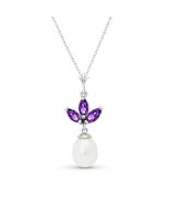 Galaxy Gold GG, 14K Solid White Gold, Natural Amethyst Pendant Necklace ... - $702.54