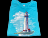Aqua Blue Jerzees Nublend Plus Size 2XL New Lighthouse Clouds Graphic Sw... - $28.99