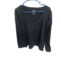 Soft Sensations Womens Size 24 26W 3X Long Sleeve Black Tshirt Henley 1/... - £8.69 GBP