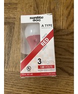 LED A Type Color Red 3W Light Bulb Medium E26 Base Sunlite 80148-SU - £6.13 GBP