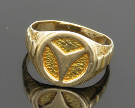 14K GOLD - Vintage Shiny Peace Sign Round Band Ring Sz 9.75 - GR046 - $386.56