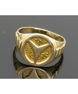 14K GOLD - Vintage Shiny Peace Sign Round Band Ring Sz 9.75 - GR046 - $542.88 CAD