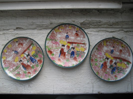 post war Japanese Geisha decorative dishes Lot of 3 - £19.50 GBP