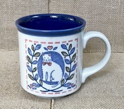 Vintage White Cat With Bow Tie Quilted Look Mug Cup Grandmacore Cottagecore - $15.84