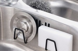 Kitchen Sponge Holder Self-Adhesive Sink Sponge Rack Drain Drying Storage  BLACK - £4.60 GBP