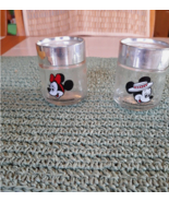 Vintage Walt Disney World Mickey Minnie Mouse Glass Salt &amp; Pepper Shakers - $16.87 CAD