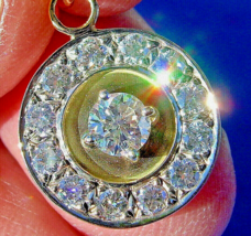 Earth mined Diamond Deco Pendant Vintage Style Halo Design Charm Necklac... - £3,639.47 GBP