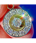 Earth mined Diamond Deco Pendant Vintage Style Halo Design Charm Necklac... - £3,608.10 GBP