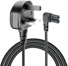 Samsung LED 4k UHD Flat Screen TV Mains Angled Power Lead Cable Long Bla... - £7.72 GBP