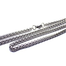 Spiga Chain Silver Color Stainless Steel Franco Wheat Necklace 3mm 18-30-IN - £13.58 GBP