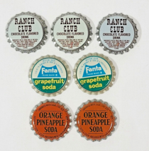 Vtg 7 Unused Bottle Caps Cork Lined Ranch Club Fanta Grapefruit Orange Pineapple - £6.66 GBP