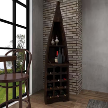 12-Bottle Brown Boat Standing Wine Rack with Foldable Tray - £566.94 GBP