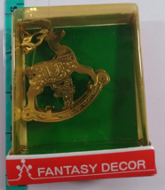 Fantasy Decor reindeer Christmas Ornament Brass Gold Dipped Santa&#39;s World - £7.89 GBP