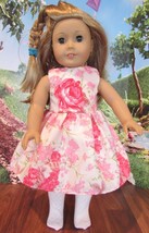 homemade 18" american girl/madame alexander pink rose evening dress doll clothes - $20.25