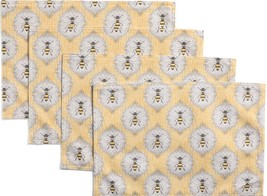 Set of 4 Same In/Outdoor Fabric Kitchen Placemats (13&quot;x19&quot;)HONEY BEES OGEE, RA - £17.16 GBP