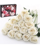 The Cloudecor 15Pcs.Artificial Roses Velet Real Touch Single Stem Fake R... - £25.91 GBP