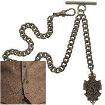 Albert Chain Bronze Pocket Watch Chain Letter Initial C Fob Swivel Clasp AC186 - £12.91 GBP