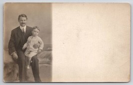 RPPC Handsome Father with Child Studio Ocean Backdrop c1910 Postcard G24 - £9.39 GBP