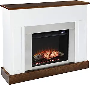 Eastrington Industrial Electric Fireplace, New White/Dark Tobacco - $1,225.99