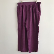 Carole Little Silk Pant 14 Purple Womens Wide Leg Pull On Lightweight Tr... - $21.39