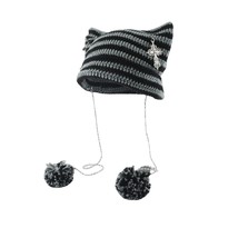 Crochet Hats For Women Vintage Fox Hat Grunge Goth Beanies Y2K Accessories Slouc - £22.02 GBP