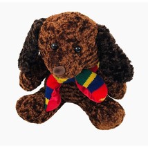 Dan Dee Plush Pals Chocolate Brown Puppy Dog Pet Scarf Stuffed Animal Toy Tag - £19.36 GBP