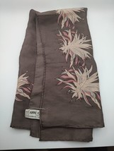 Anne Klein For Robinson &amp; Golluber Silk Scarf Wrap Brown Floral Pattern - £7.79 GBP