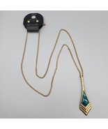 Jeune Colette Necklace Earring Set Blue Swirl Pendant Gold Tone Stud Pie... - $557.69 MXN