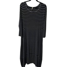 Comfy USA XL Black &amp; White Artsy Striped Maxi Wrap Dress with Asymmetrical Hem  - £26.28 GBP