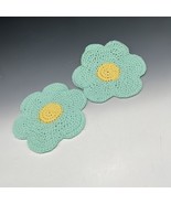Vintage 2 Handmade crochet Doily Doilies Flower Child Retro 8” - $19.41