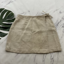 Ann Taylor Womens Vintage 90s Linen Wrap Skirt Size 12 Petite Cream Mini... - £22.20 GBP