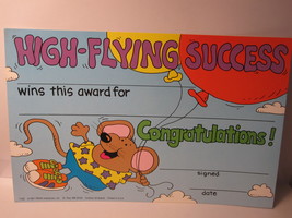 1987 Teacher Classroom Supplies: 9&quot;x5&quot; Motivation Award: High Flying Suc... - $1.00