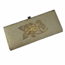 Vintage 1960s Hollywood Regency Gold Metallic Embroidered Clutch Purse Japan 10&quot; - £18.36 GBP
