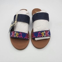 Womens Size 6 Leather Sandals, By Joules, Slip Ons brown and blue brand new - $19.99