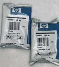 Lot of 2 Genuine HP 99 Ink Cartridge New Old Stock Sealed Photo Foil Pac... - $12.69