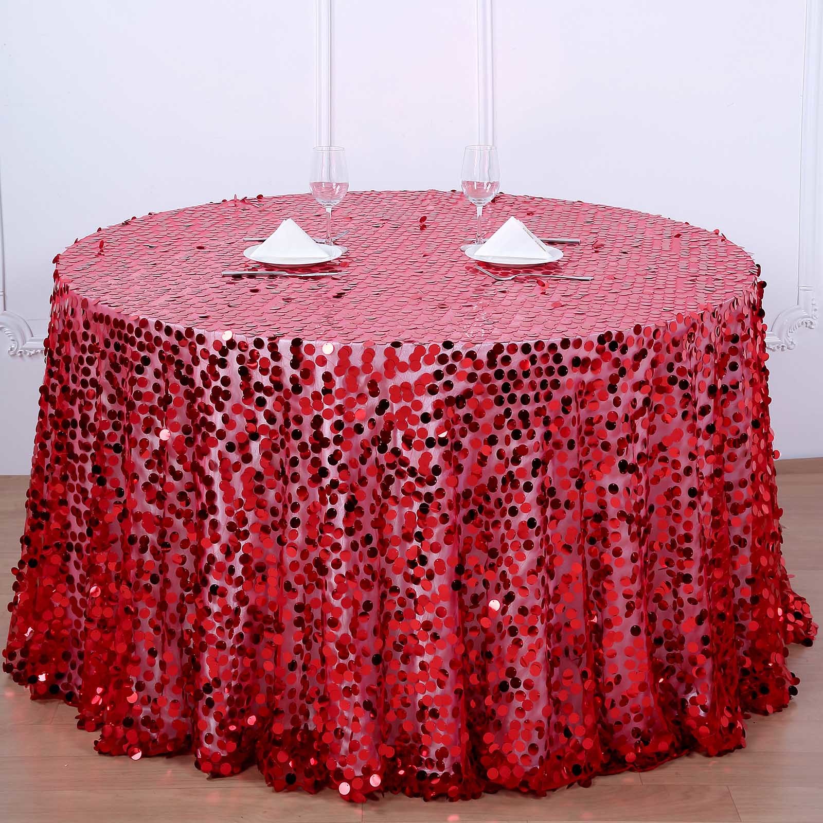 Primary image for Red - Polyester - 120" Big Payette Sequin Round Tablecloth Wedding