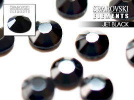Swarovski Flat Back (NON HOTFIX) Jet Black Rhinestones SS12Ø3.5mm (100 Pcs/Bag) - £5.84 GBP