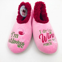 Snoozies Women&#39;s I&#39;m Outdoorsy I Drink on Porch Slippers Non-Skid  Mediu... - $12.86